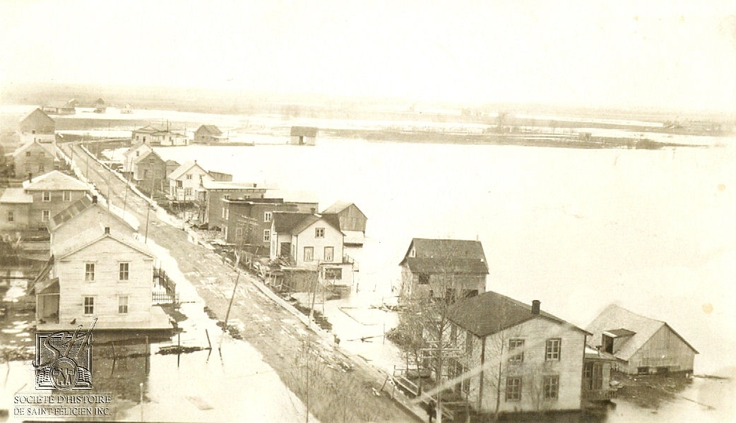 Inondation au village de Saint-Méthode (crédit photo - Société d'histoire de Saint-Félicien)